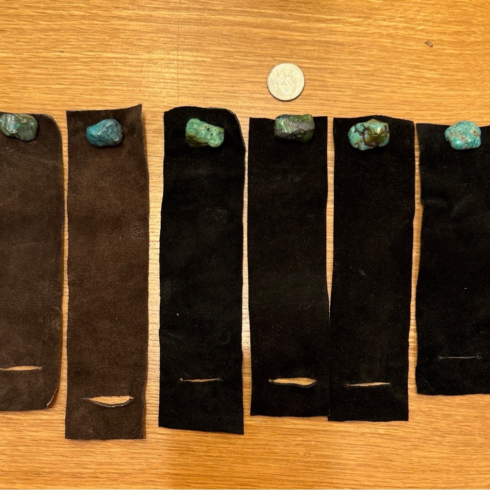 Suede Bracelets with Turquoise Stone hand sewn